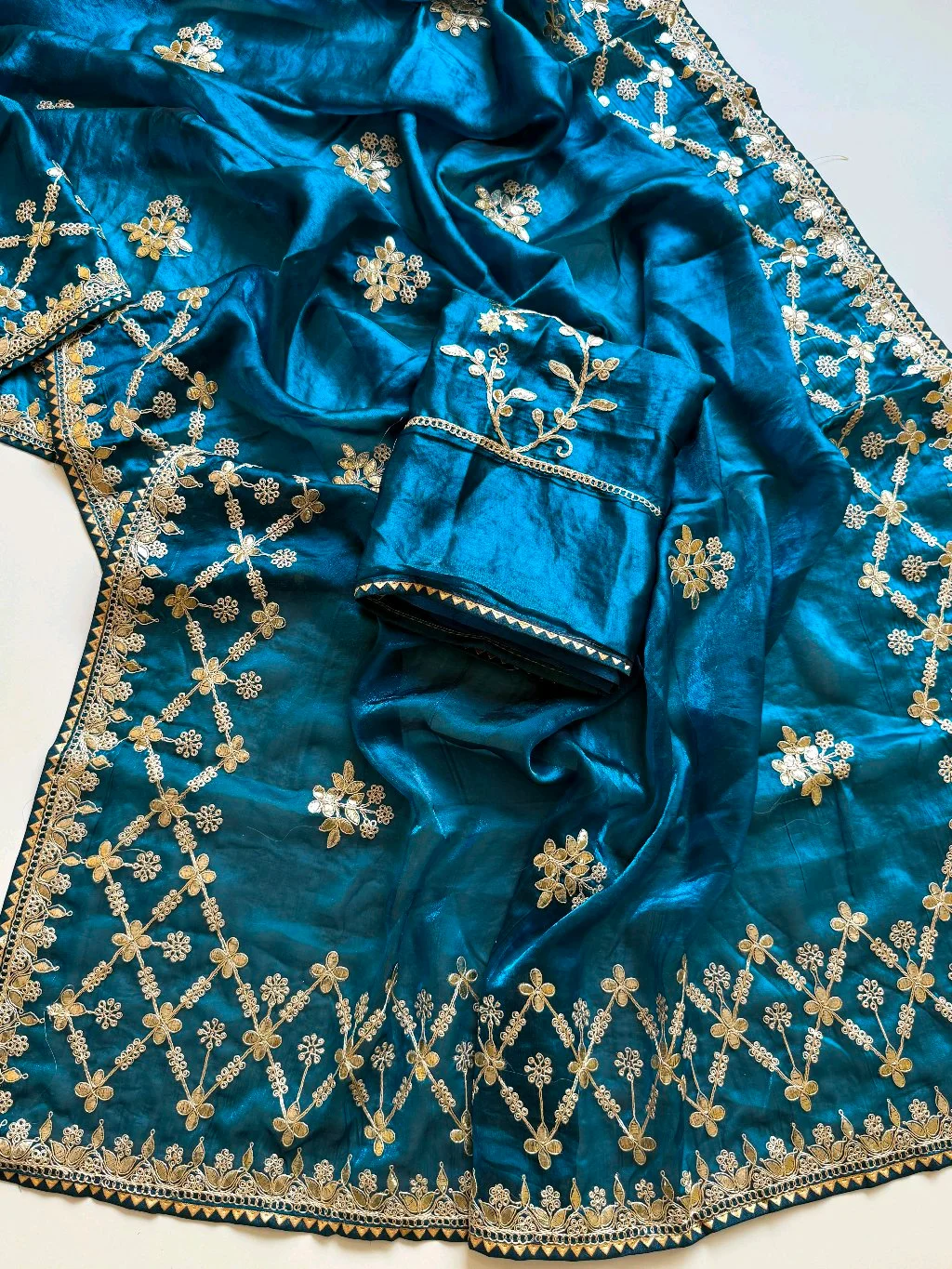 Fandy Sattin Fabric With Heavy Embroidery Work Saree 2