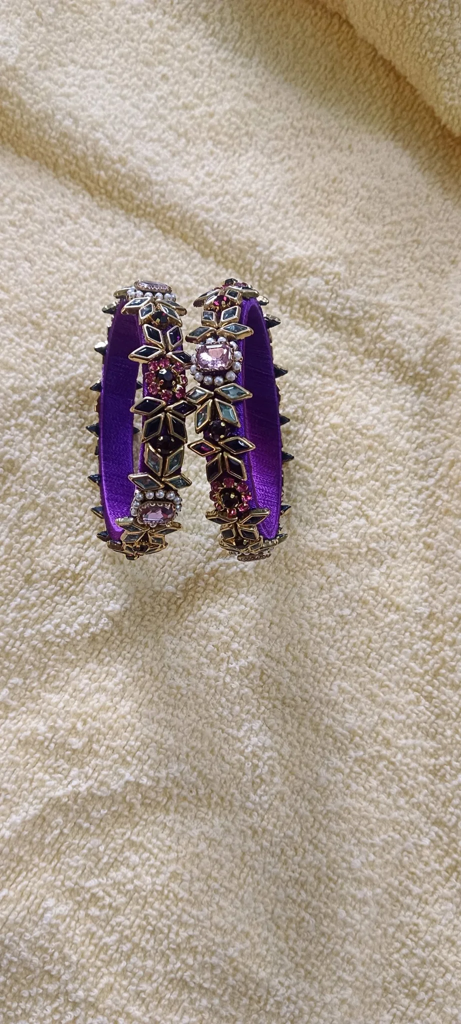 Purple Velvet Stone Embellished Bangles thumbnail 2