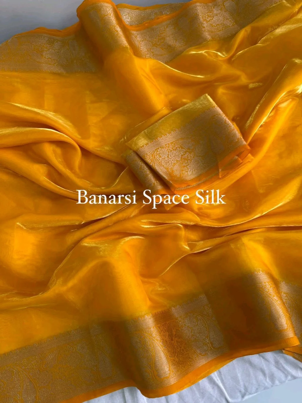 Banarasi Space Silk Saree Collection with Gold Zari Border 2
