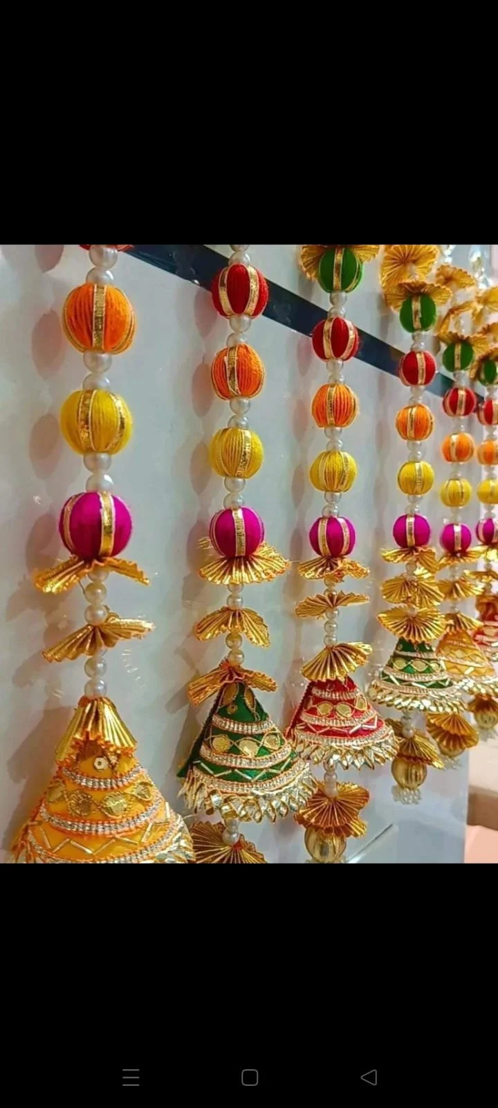 Multicolor Fabric and Pearl Festive Decorative Hanging Latkan