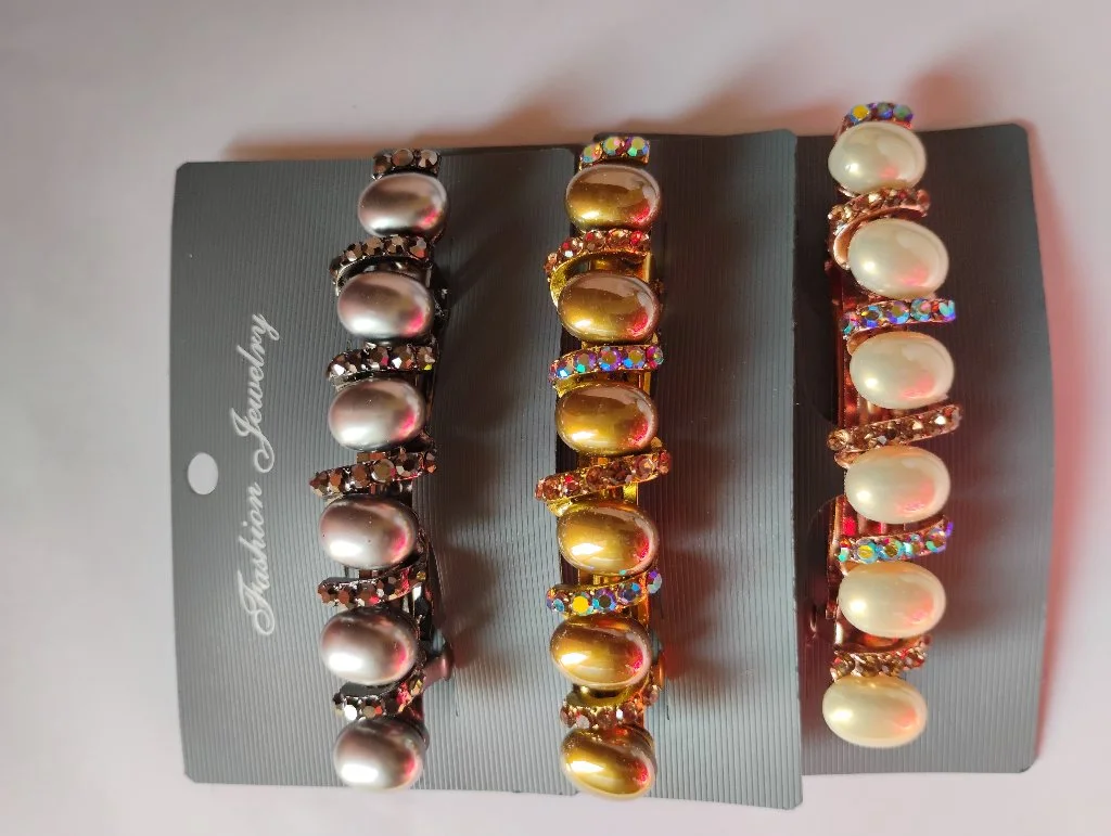 Elegant Pearl and Rhinestone Hair Barrette