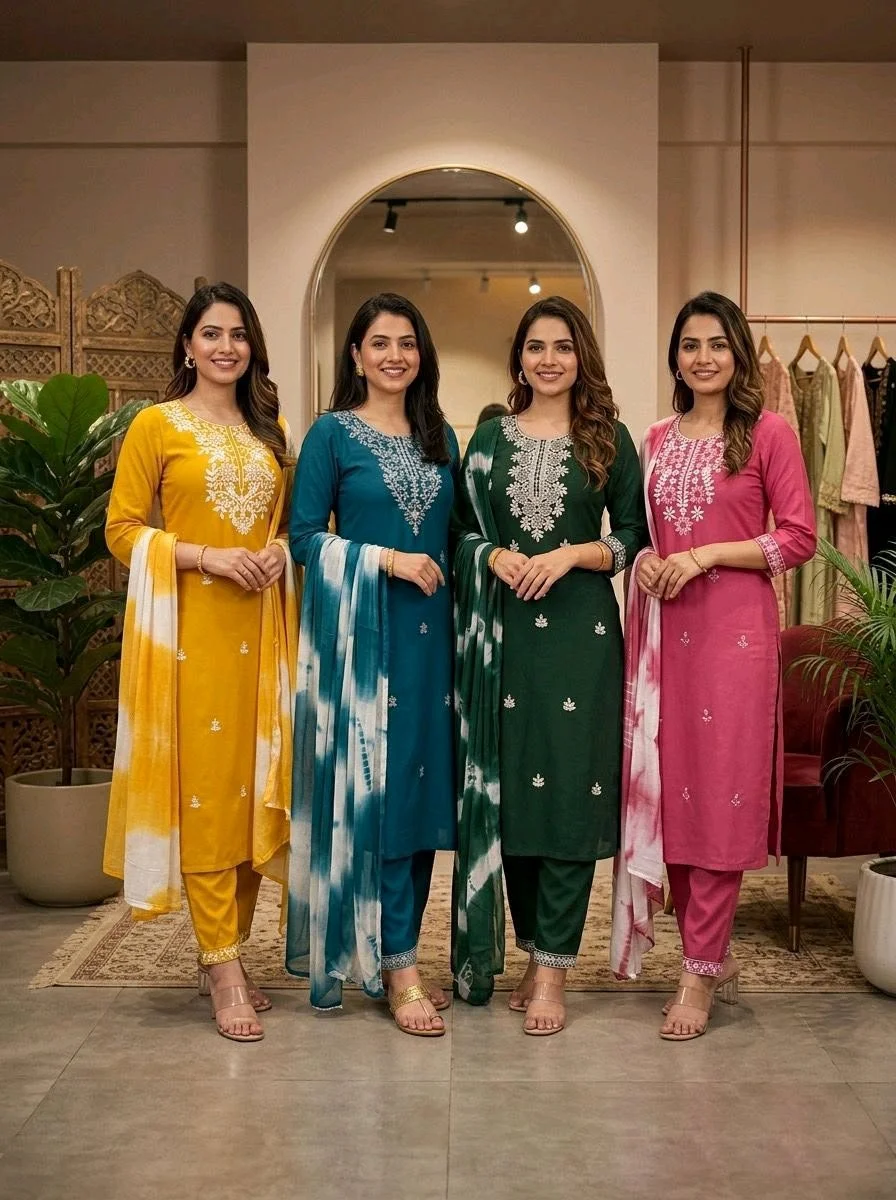 Designer Embroidered Kurta Set with Dupatta thumbnail 6