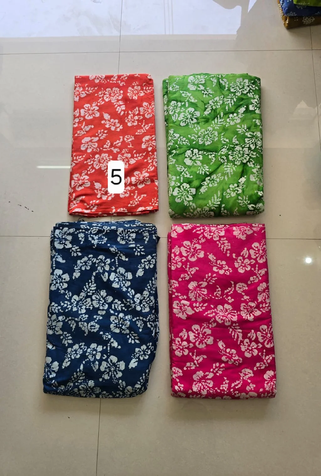 Multi-Color Floral Batik Print Cotton Fabric 3