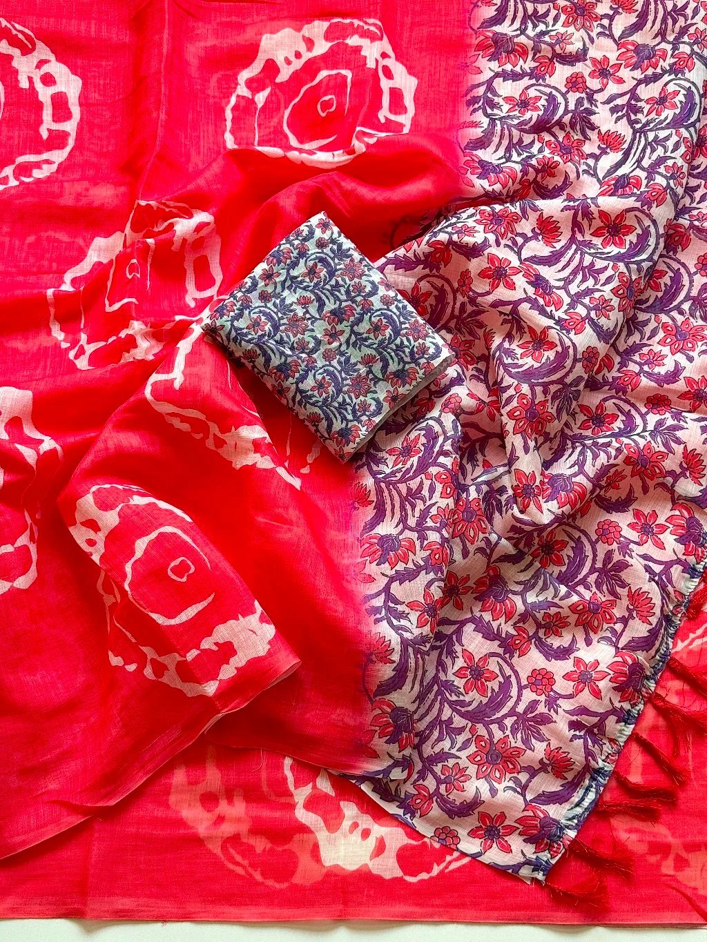 Soft Cotton Lenin Abstract Floral Print Fabric thumbnail 7