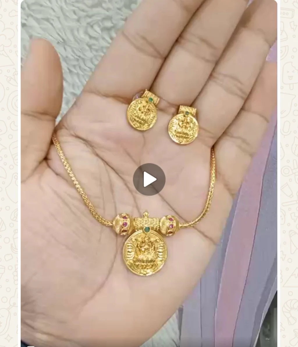 Gold Plated Temple Coin Necklace Set with Earrings