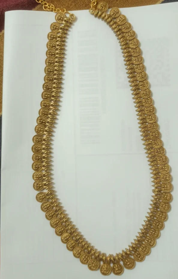 Premium Quality Gold Toned Kasulaperu Necklace Set thumbnail 2