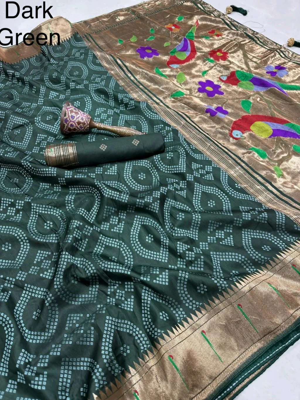 Viscose Silk Saree with Paithani Pallu thumbnail 8