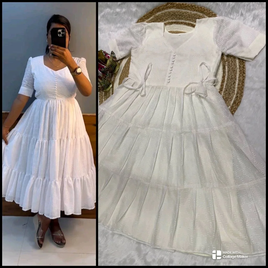Tiered Frock Dress with Eyelet Pattern 8