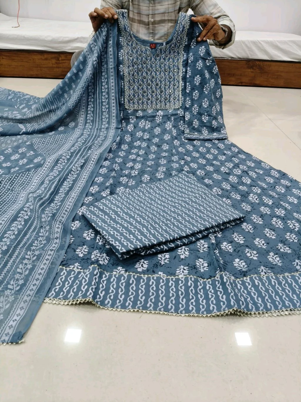 Pure Cotton Anarkali Kurta Set with Dupatta thumbnail 7