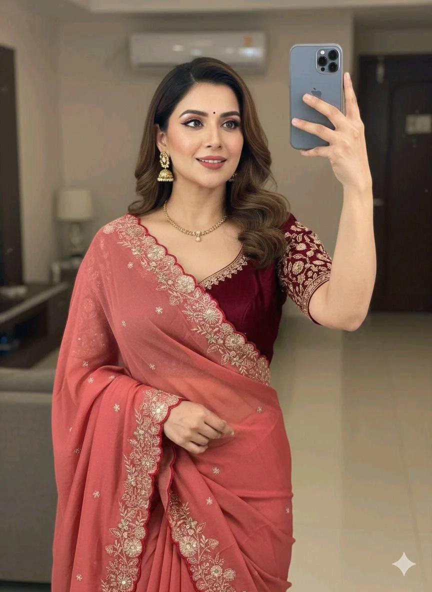 Star Georgette Saree with Blouse Piece 10