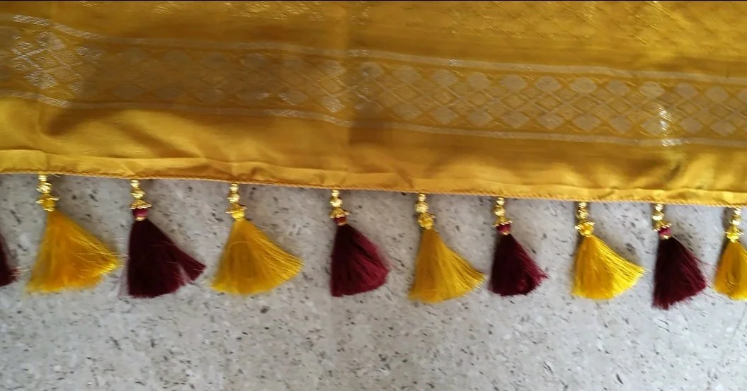 Yellow and Maroon Saree Pallu Tassels