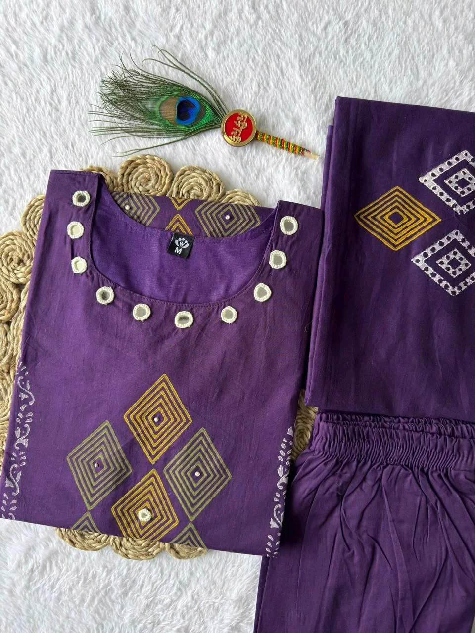 Embroidered Cotton Kurti Set with Dupatta 4