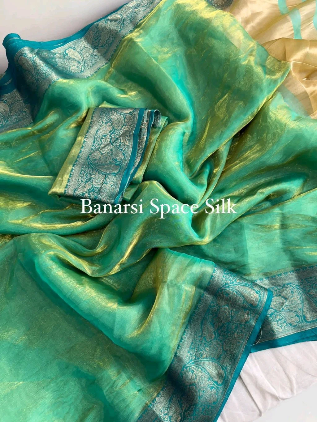 Banarasi Space Silk Saree Collection with Gold Zari Border 4