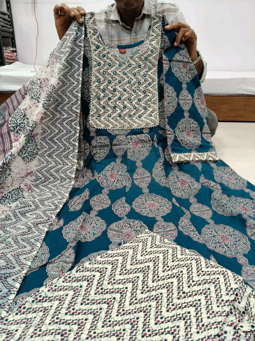 Pure Cotton Anarkali Kurta Set with Dupatta thumbnail 6
