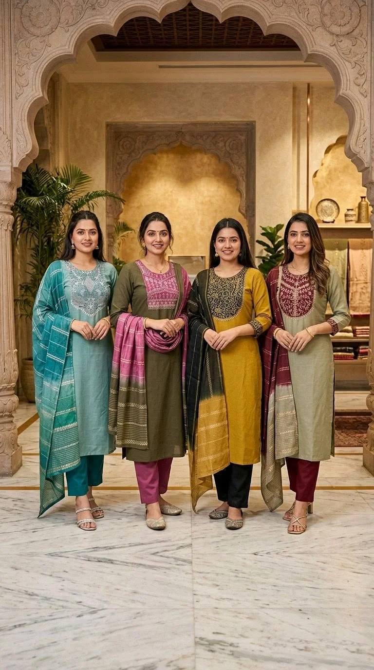 Designer Embroidered Kurta Set with Dupatta thumbnail 1