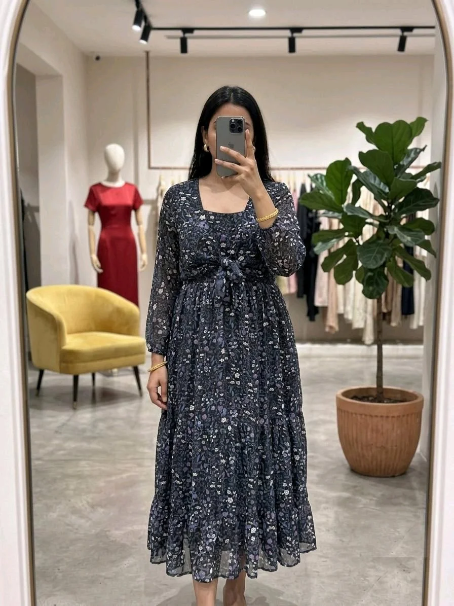 Floral Tie Front Tiered Maxi Dress thumbnail 6