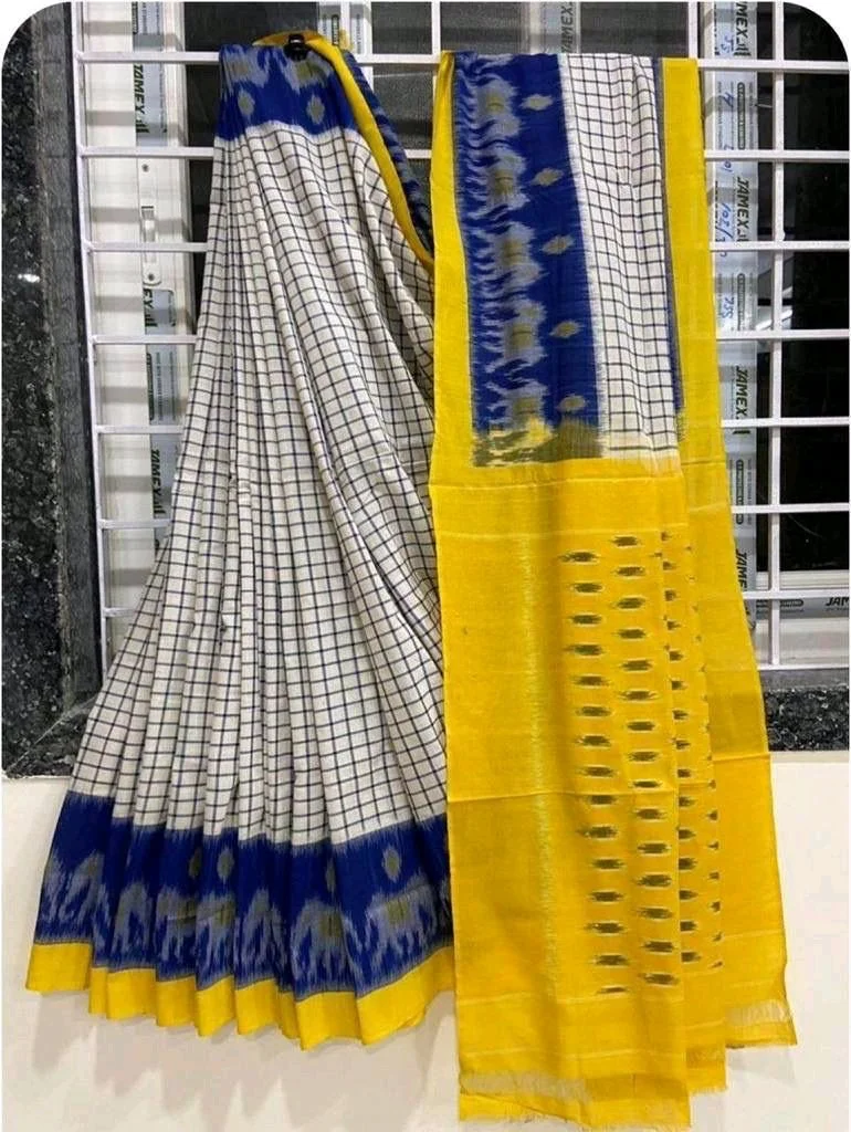 Lenin Ikat Cotton Saree thumbnail 5