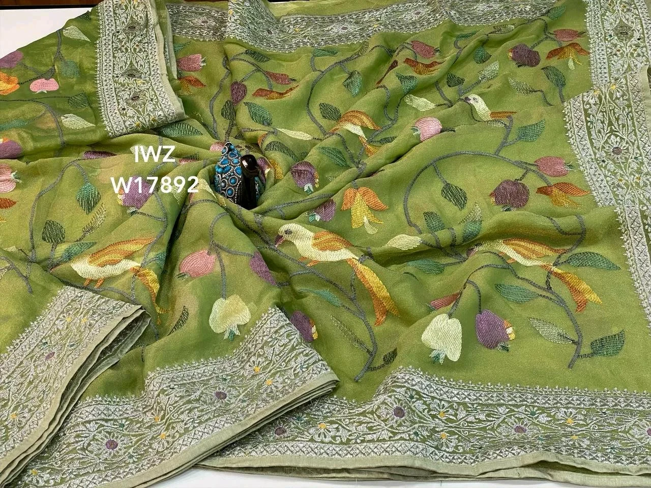 One Gram Tissue Saree With Fancy Embroidery Border