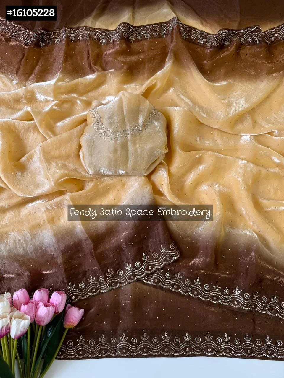 Fendy Satin Ombre Saree with Space Embroidery thumbnail 3