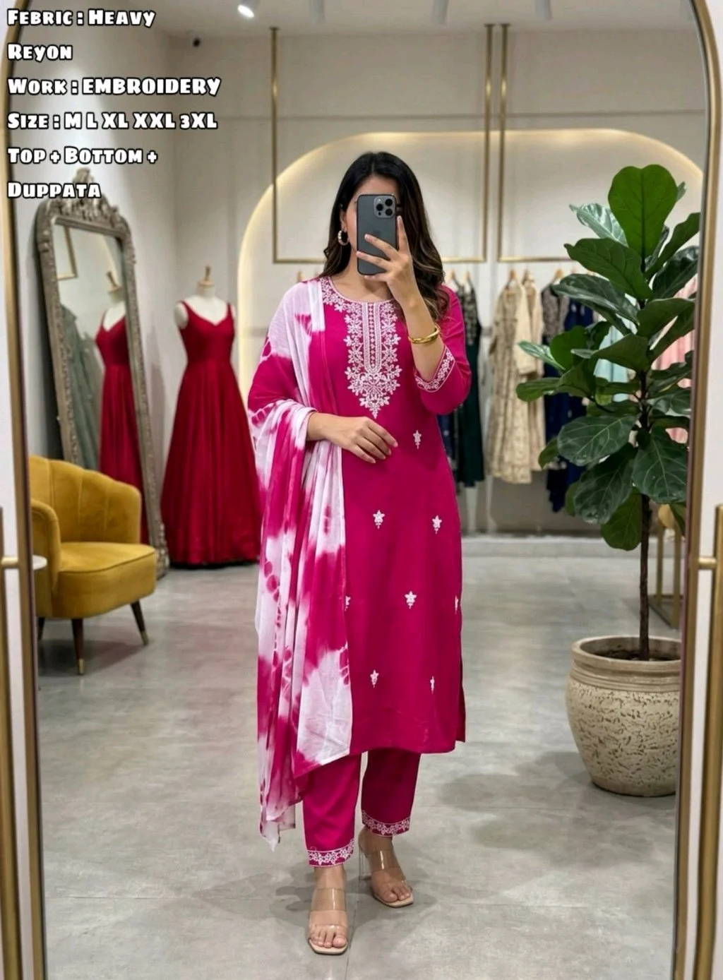 Designer Embroidered Kurta Set with Dupatta thumbnail 8