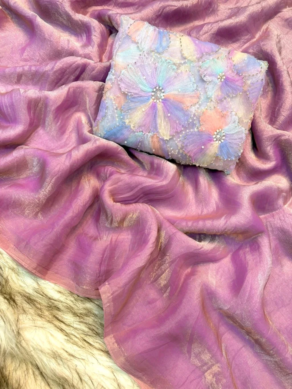 Soft Fancy Satin Silk Saree 6