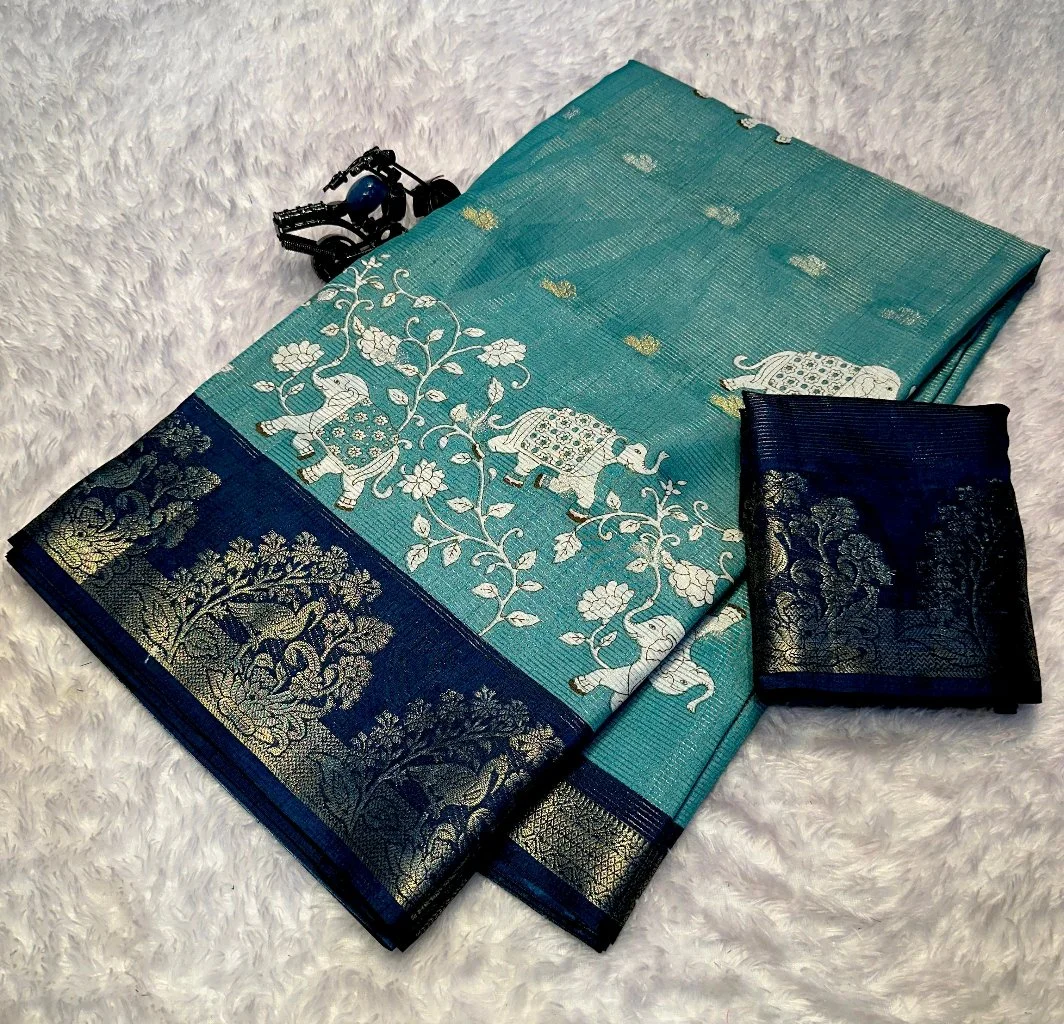 Mauve Tussar Silk Saree with Golden Zari Embroidery thumbnail 6
