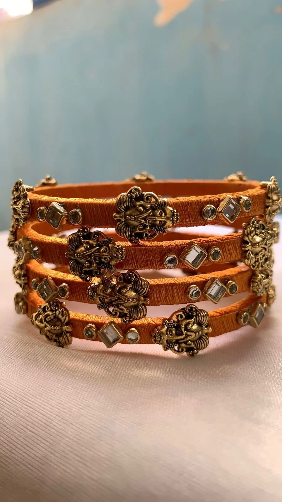 Ganesh charm thread bangles thumbnail 3