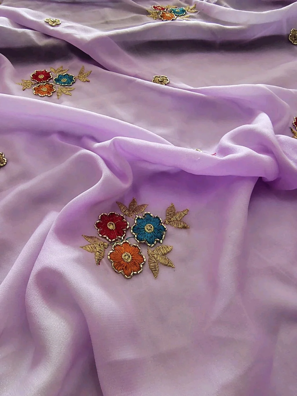 Star Georgette  Saree with Heavy Embroidered Blouse Piece 6