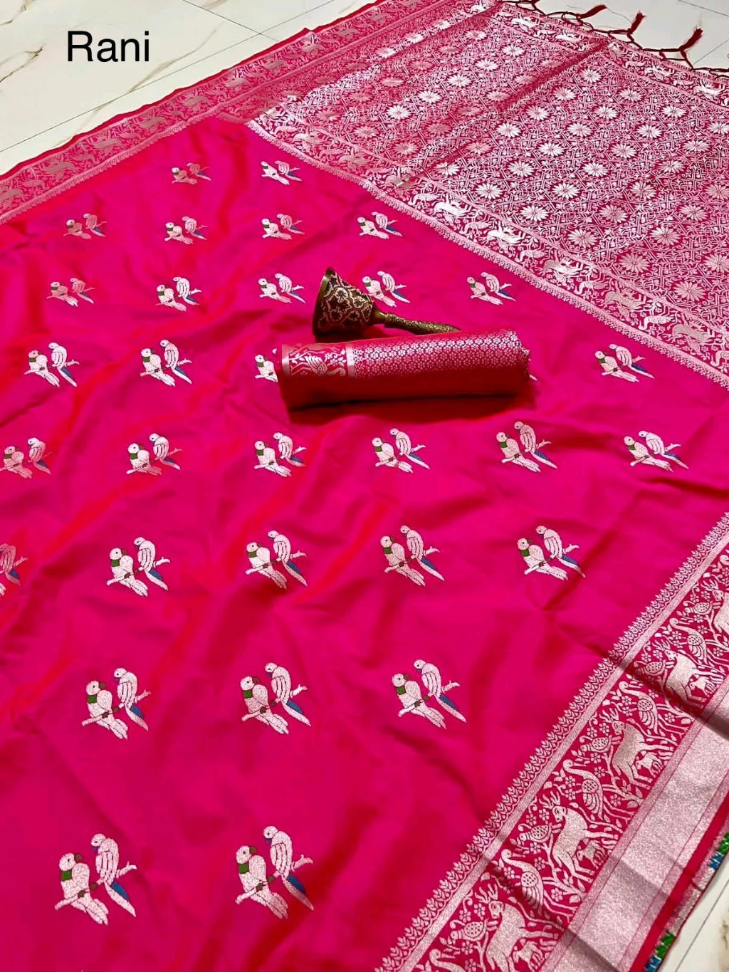 Pure Silk Saree With Zari Border thumbnail 1