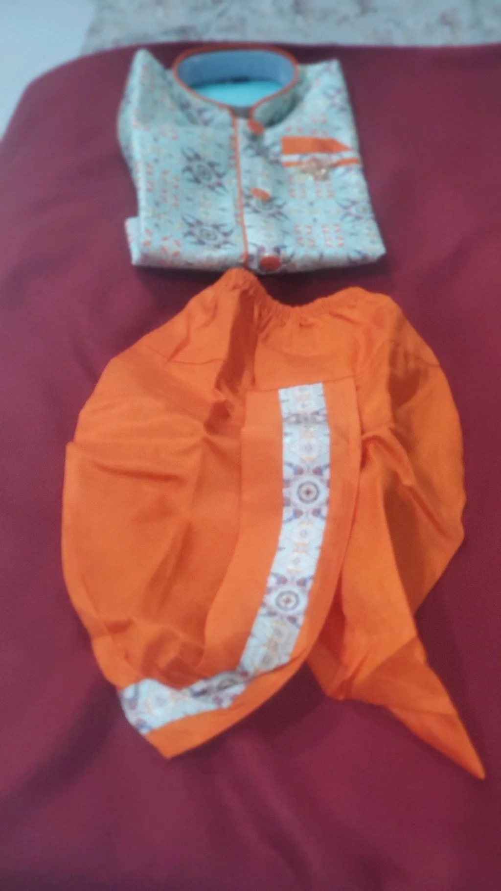 Light Vasaline green and పీచ్ Colour Kids Traditional Dhoti Set thumbnail 2