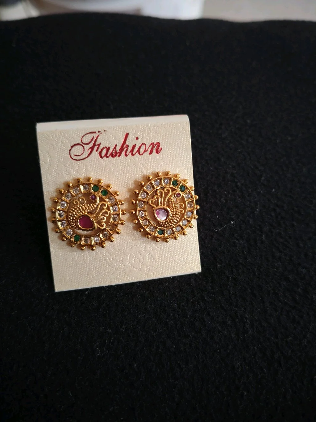 Gold Plated Peacock Stud Earrings