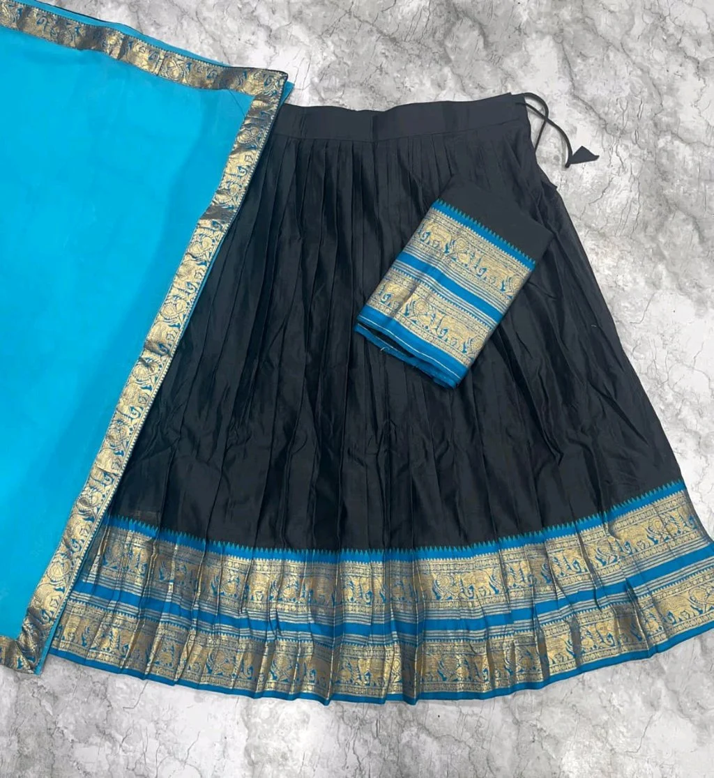 Lehenga Choli Dupatta Set with Elephant Zari 4