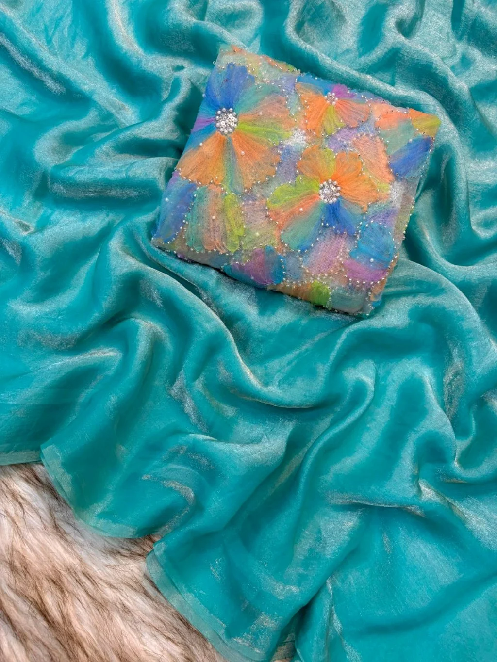 Soft Fancy Satin Silk Saree 9