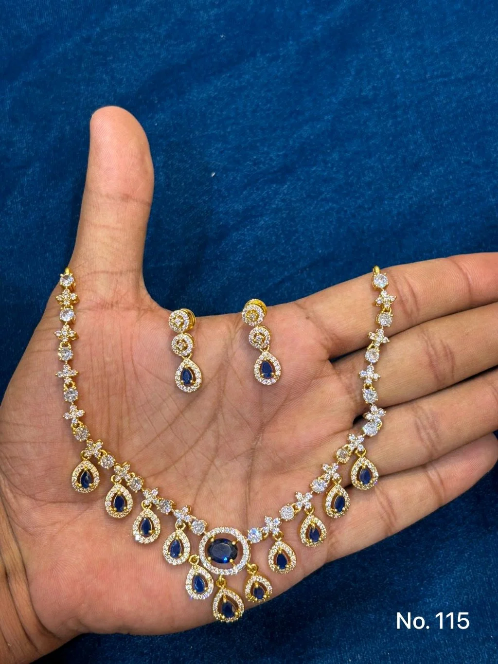 One Gram Gold Cz Stone Neck Set- Sale 2