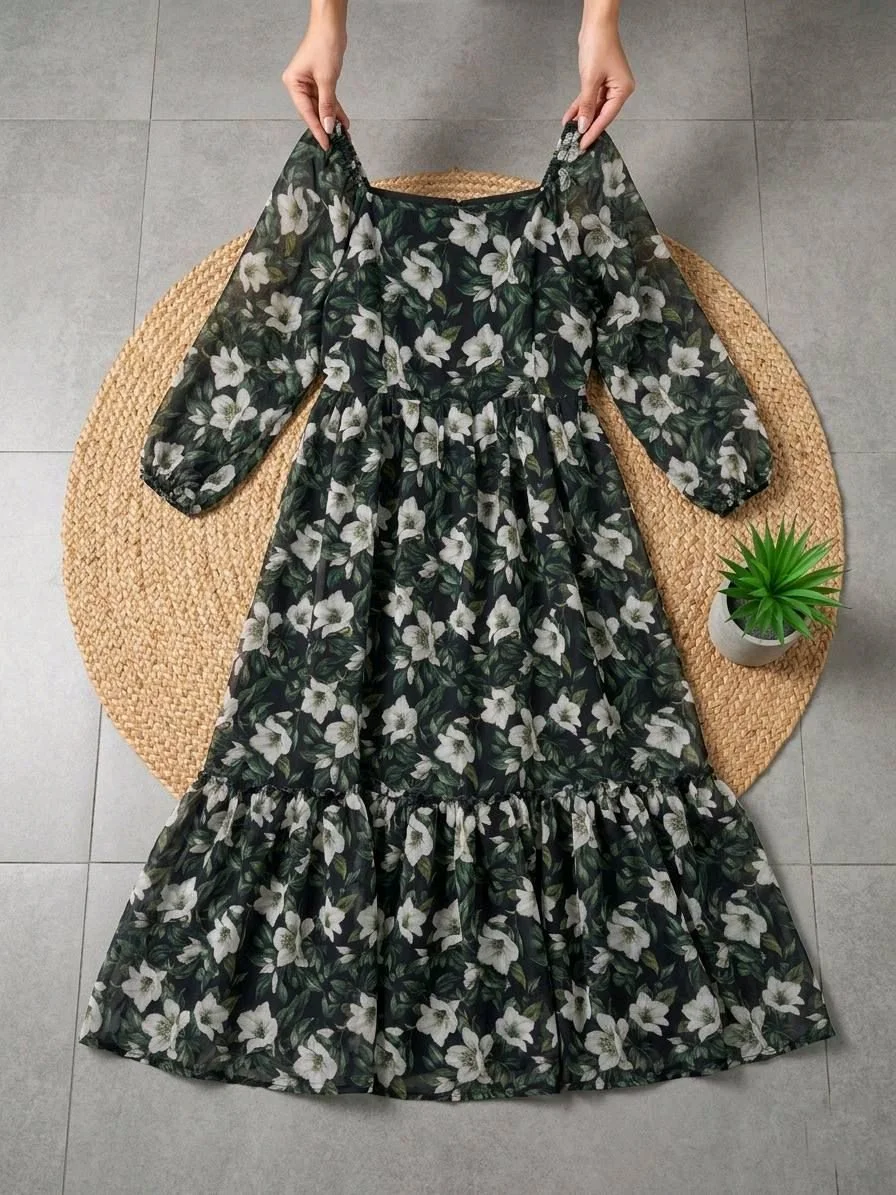 Floral Print Long Sleeve Maxi Dress 1