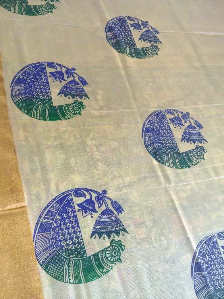 Teal Floral Print Fabric thumbnail 4