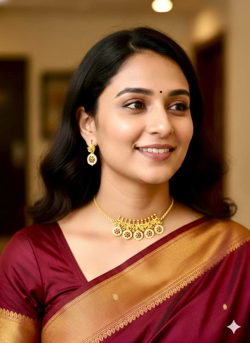 Gold Plated Ruby Stone Choker Necklace Set