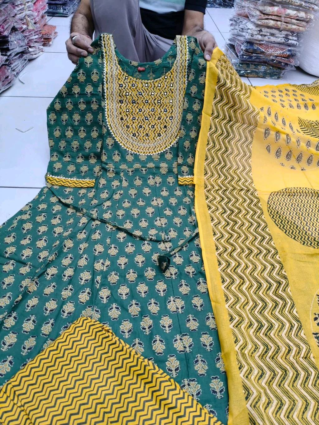 Pure Cotton Anarkali Kurta Set with Dupatta thumbnail 10