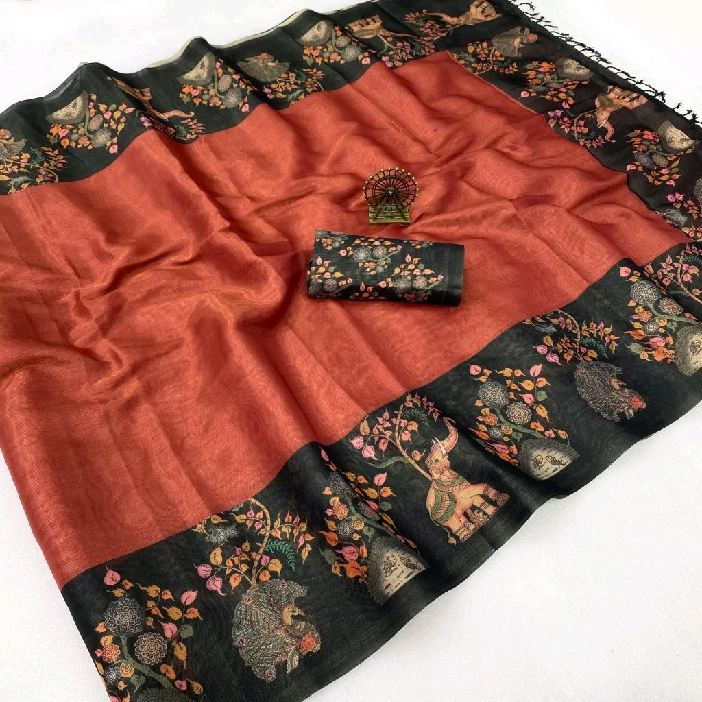Tissue Silk Digital Prin Saree thumbnail 10