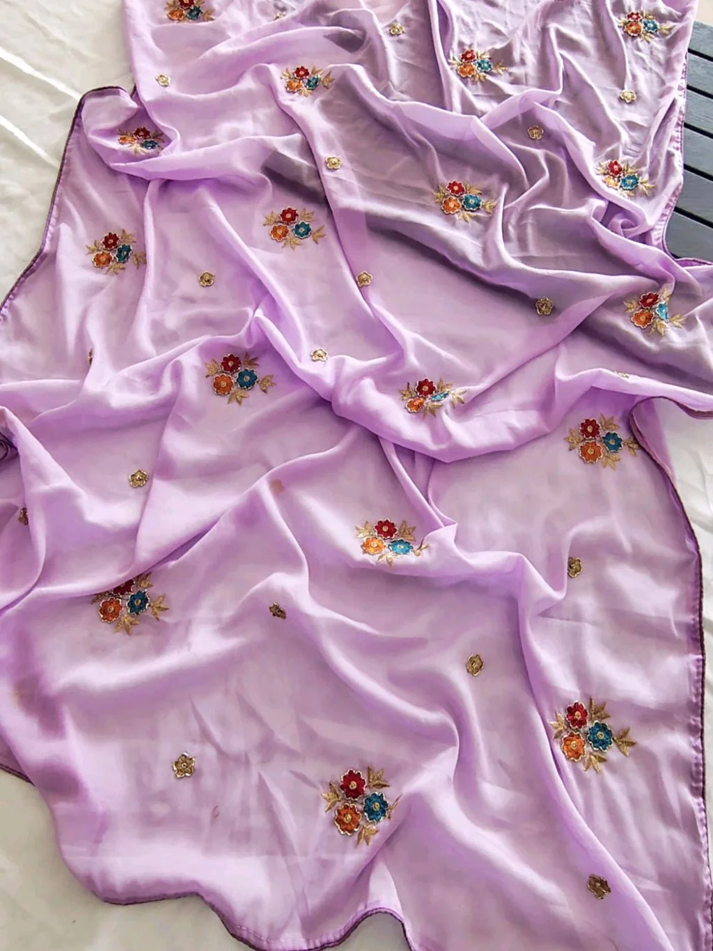 Star Georgette  Saree with Heavy Embroidered Blouse Piece 7