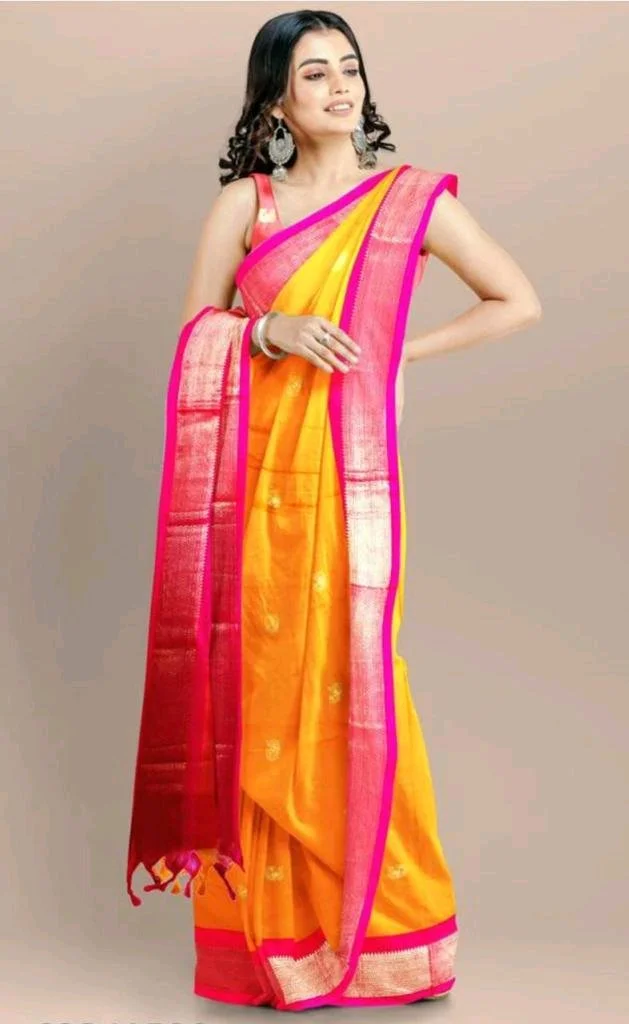 Cotton Silk Gold Boarder Saree 5