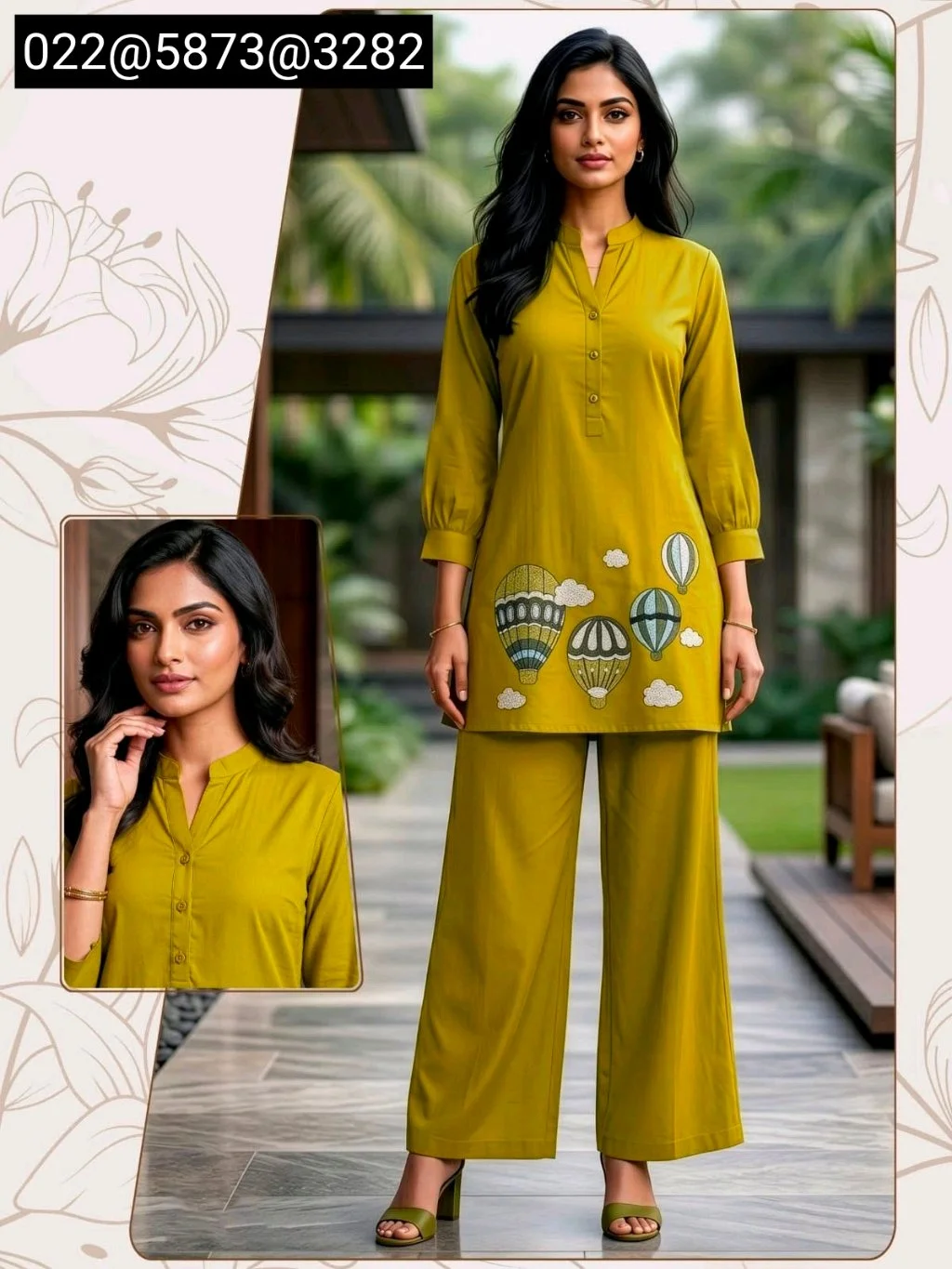 Hot Air Balloon Embroidered Kurta Palazzo Set 3