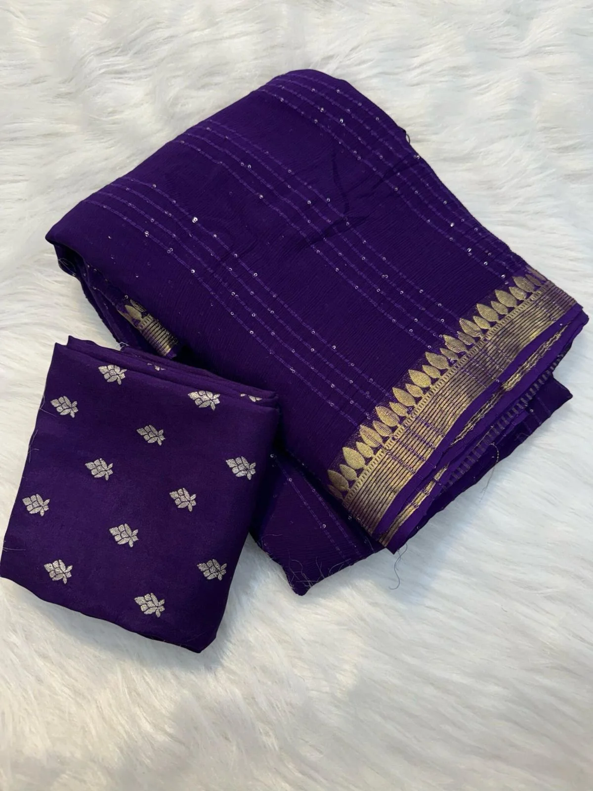 pure VISCOSE GEORGETTE sequence work sarees thumbnail 1