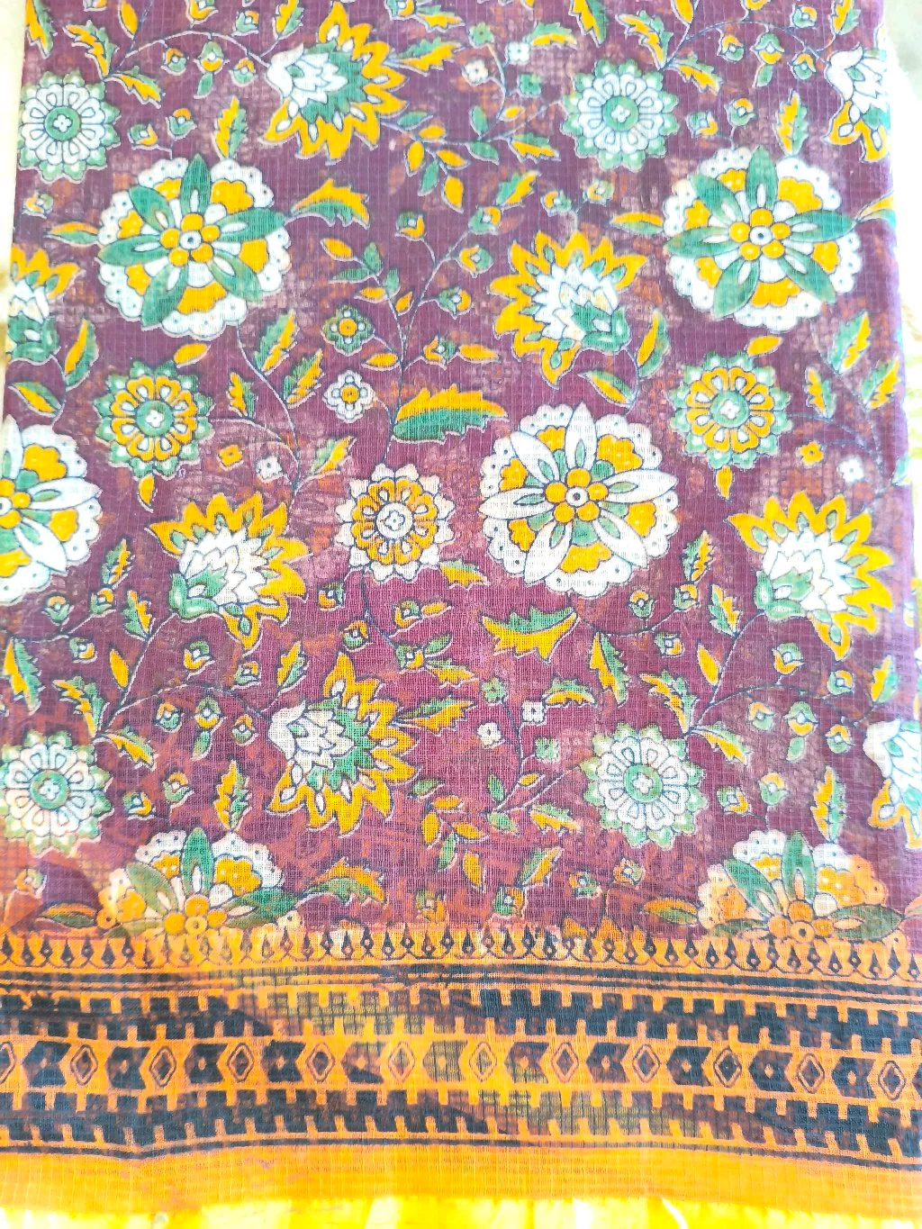 Maroon Floral Cotton Cotton Saree With Beautiful Design 2