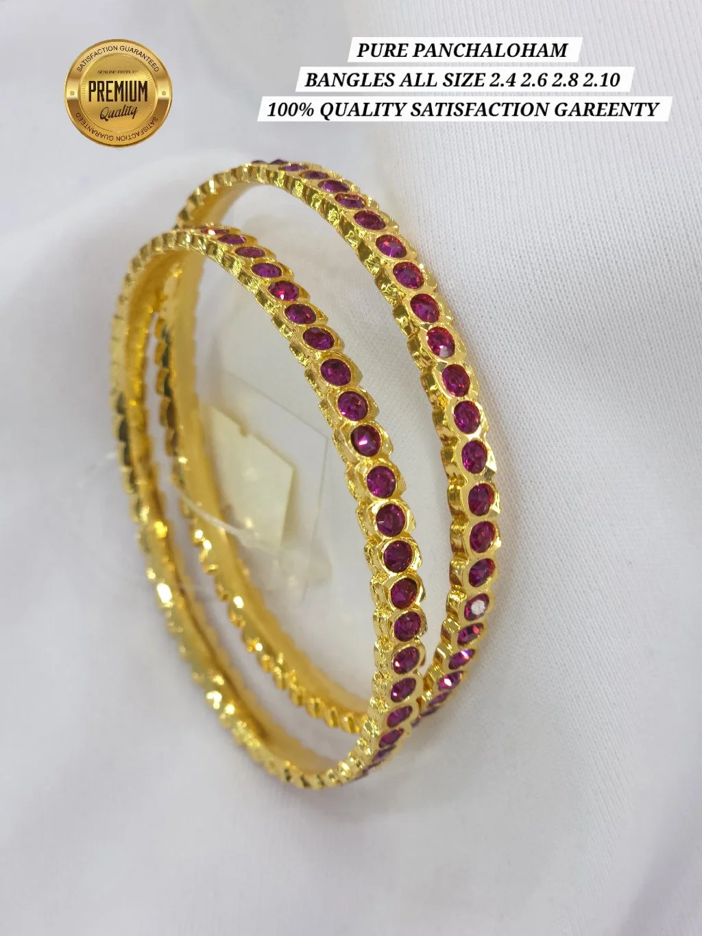Panchaloham Gold Plated Bangles  Pink And Green 1