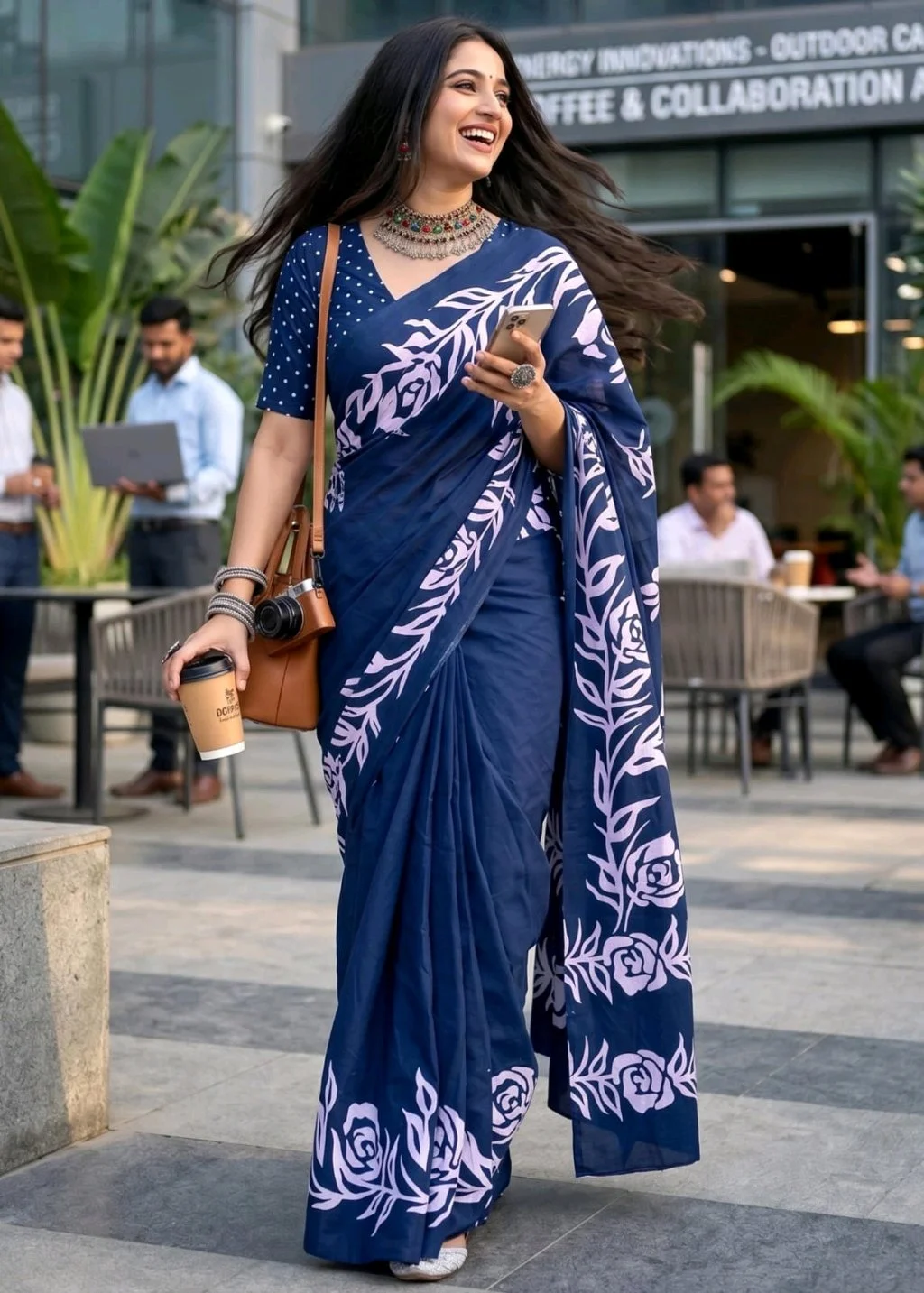 Floral Printed Mul Mul Cotton Sarees thumbnail 2