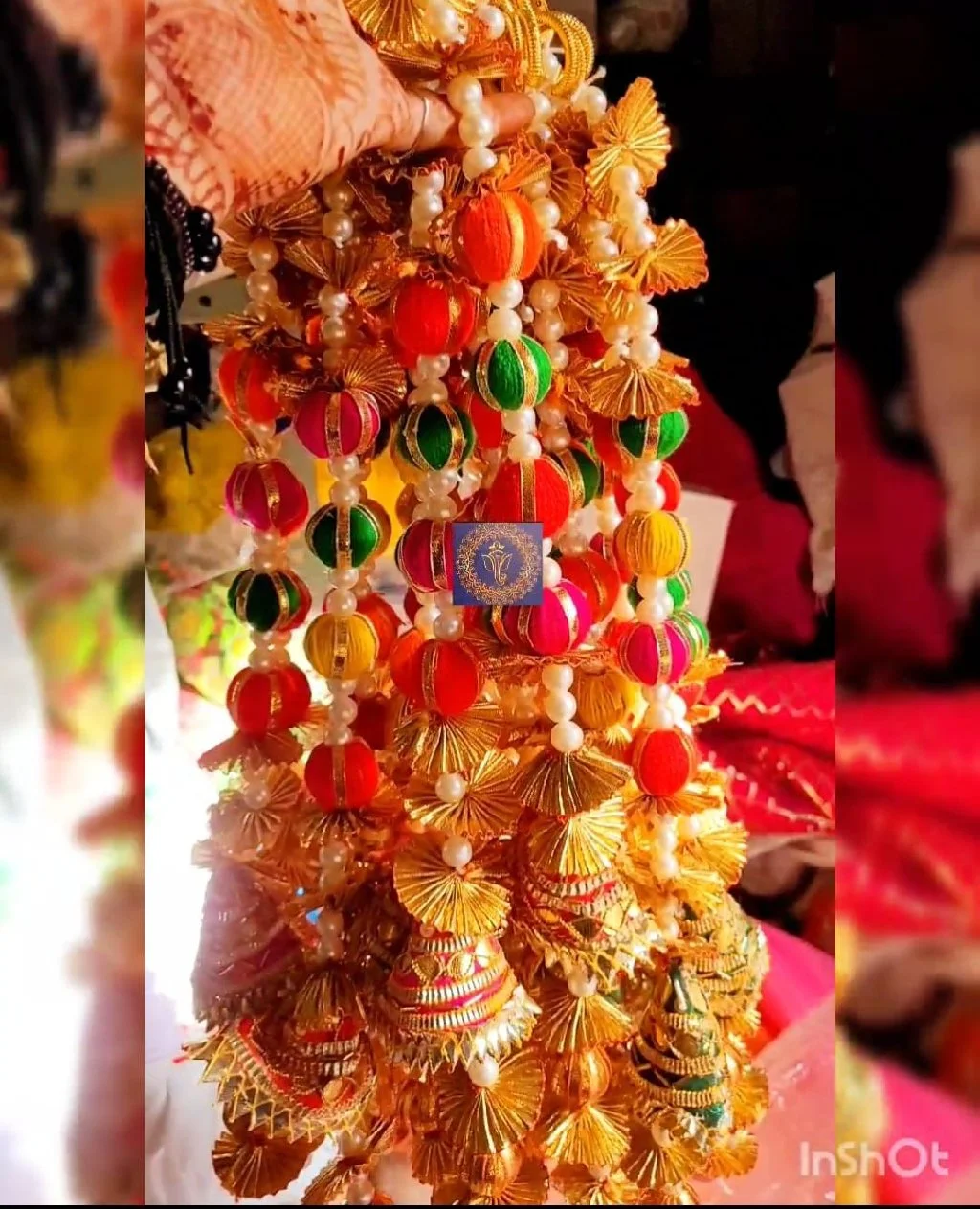 Multicolor Fabric and Pearl Festive Decorative Hanging Latkan - Variant 2