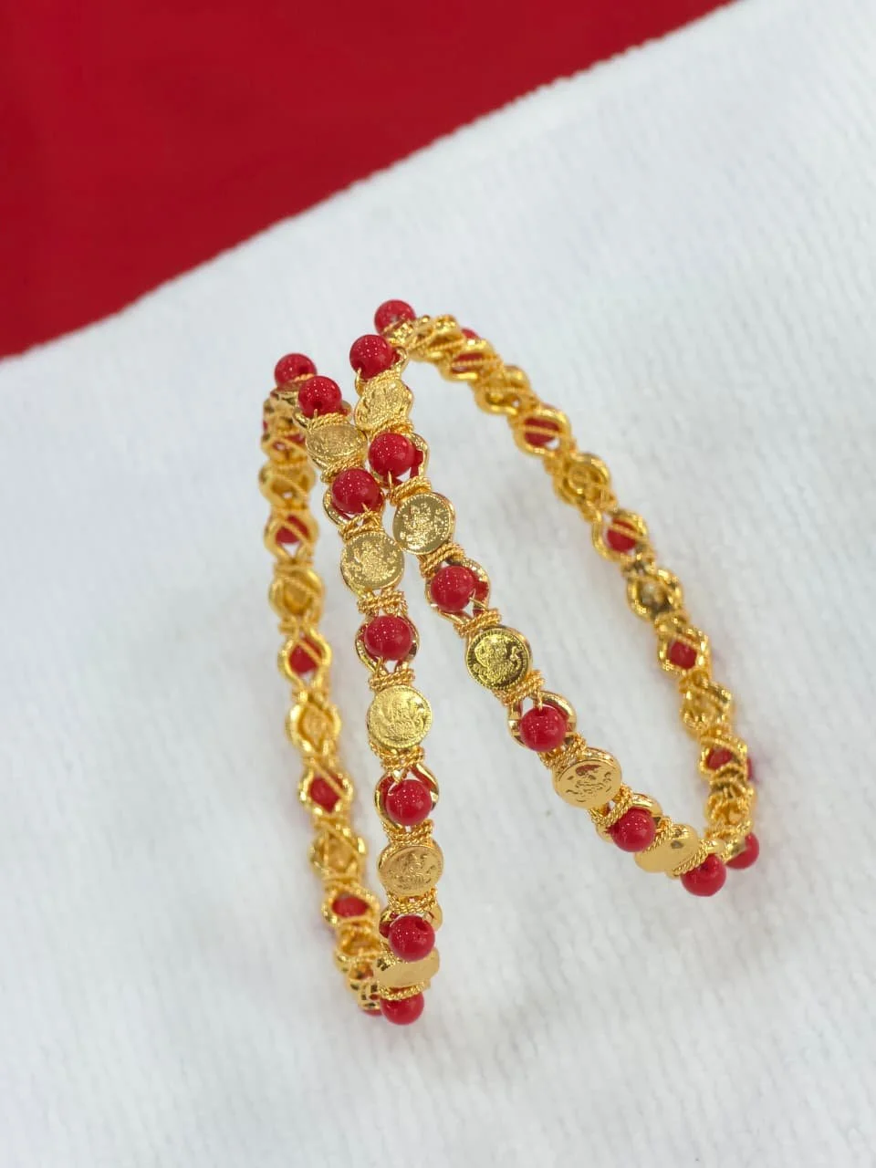 Gold Plated Black Bead Bangles thumbnail 2