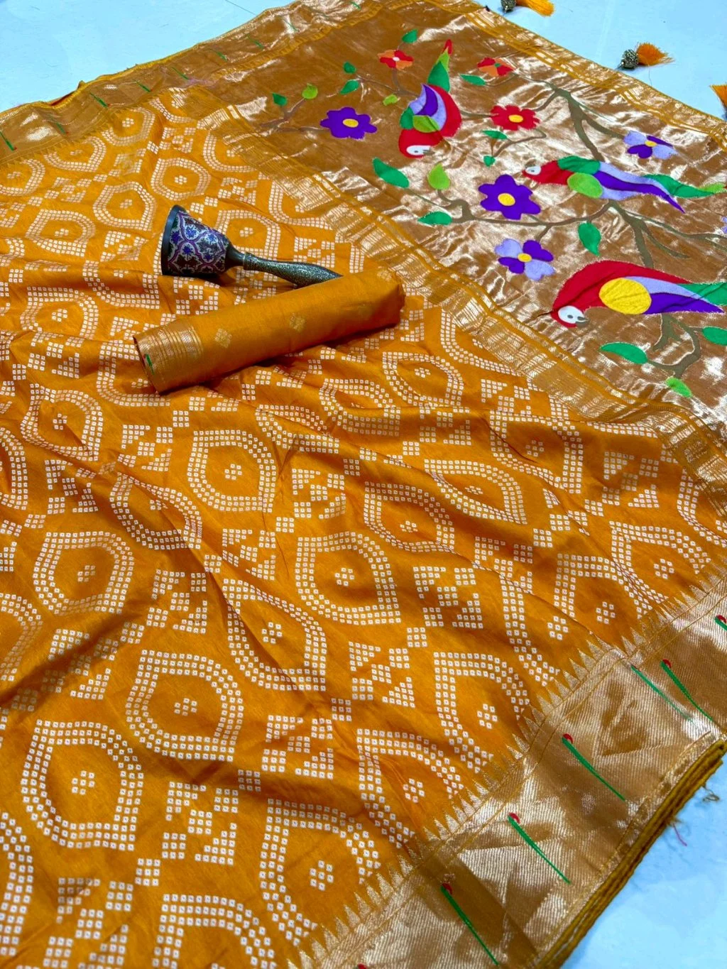 Viscose Silk Saree with Paithani Pallu thumbnail 7