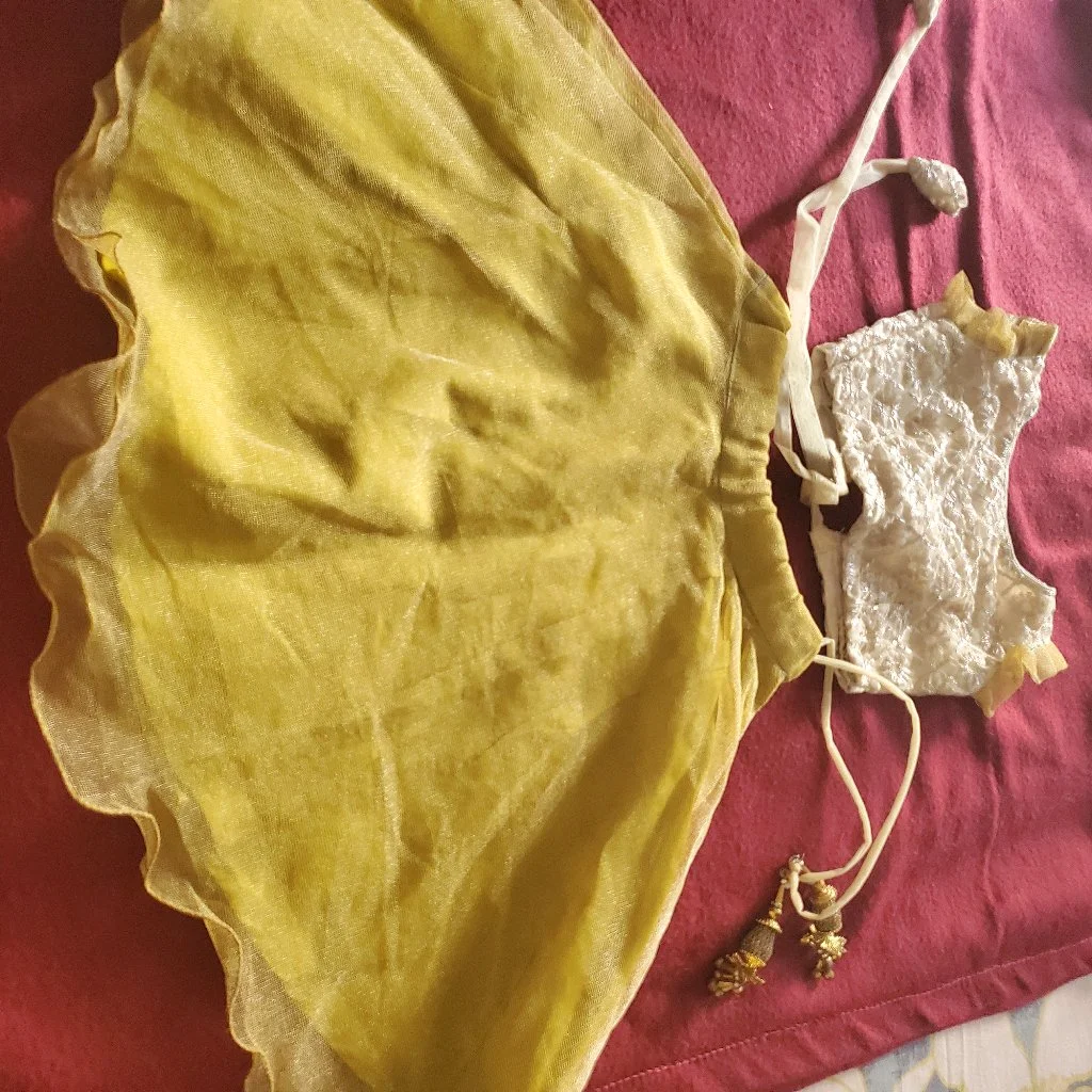 Kids Yellow Organza Lehenga with Embroidered Choli